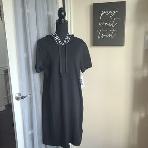 NWT DKNY Black Hooded Dress- Size Large